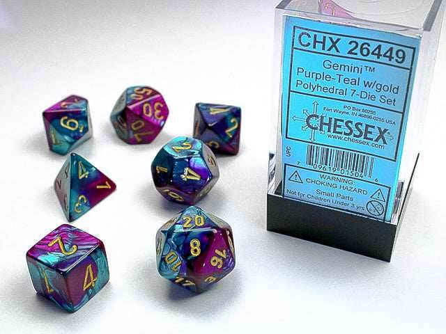 Gemini® Mini-Polyhedral Purple-Teal/gold 7-Die Set (Mini Poly Release 2) - 