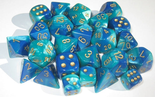 Gemini 7 Polyhedral Blue/Teal/Gold 7-Die Set