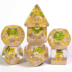 Potted Succulent 7-Dice Set w/Yellow Numbers Dnd Dice Set - 