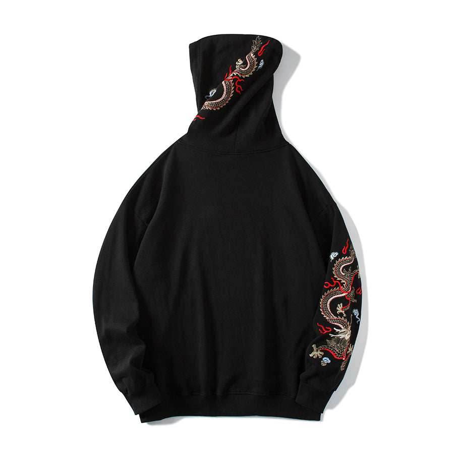 KH9190 Dragon Embroidery Hoodie - Black / S