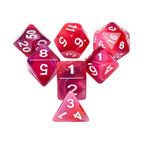 Red Clouds 7-Dice Set Pink/White w/White Numbers Dnd Dice Set - 