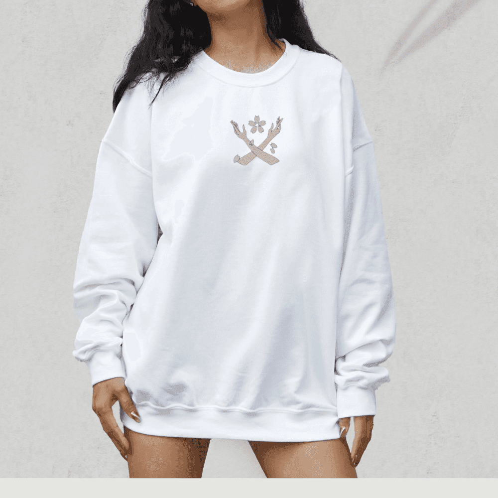 Robin Fleur Embroidered Premium Unisex Anime Crewneck Sweatshirt - Black / S