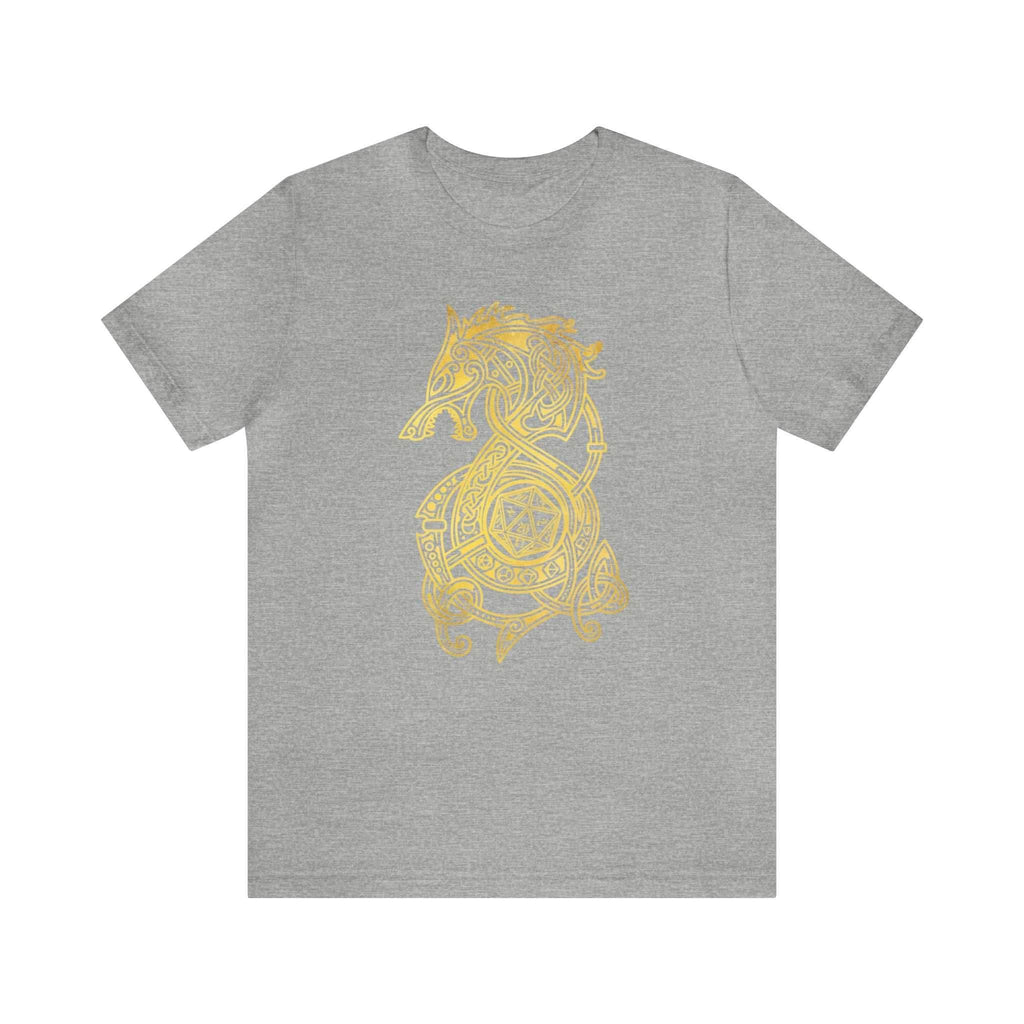 Golden Celtic Dice Dragon Shirt - Athletic Heather / S