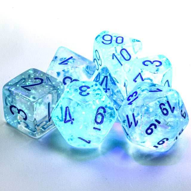 Borealis Icicle /light blue 7-Dice / 16mm / 12mm / 30mm Luminary - 7-Dice