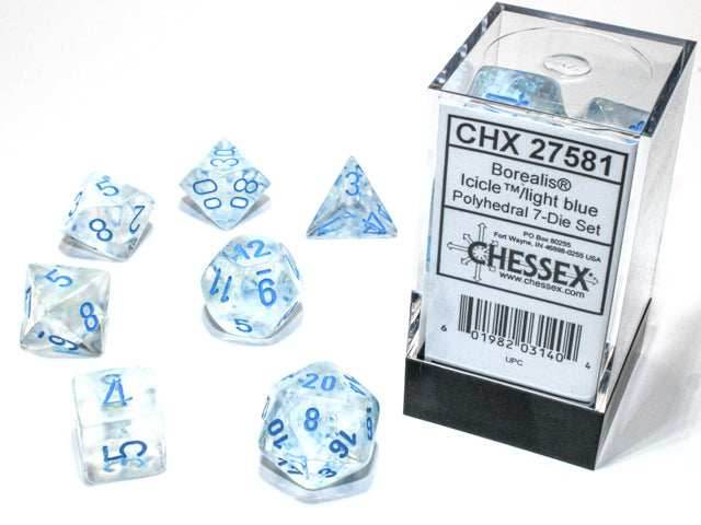Borealis Icicle /light blue 7-Dice / 16mm / 12mm / 30mm Luminary - 7-Dice