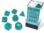 Borealis Teal/gold 7-Dice / 16mm / 12mm / 30mm Luminary - 7-Dice