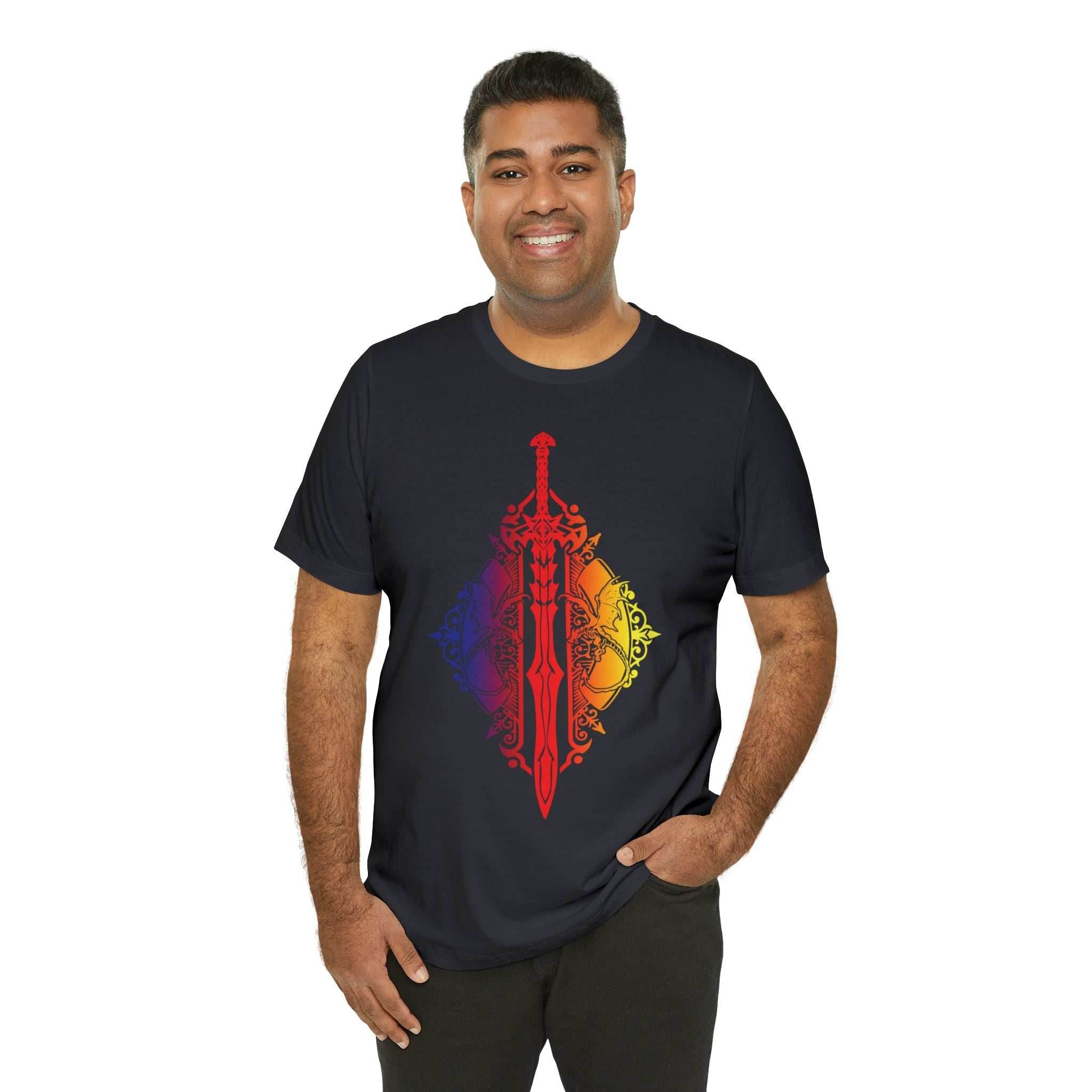 Sunset Ombre Dragon and Sword Shirt - Asphalt / S