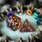 Brown Demon Eye Dragon Eye Dice 7-Dice Set Resin Dungeons and Dragons Dice - 
