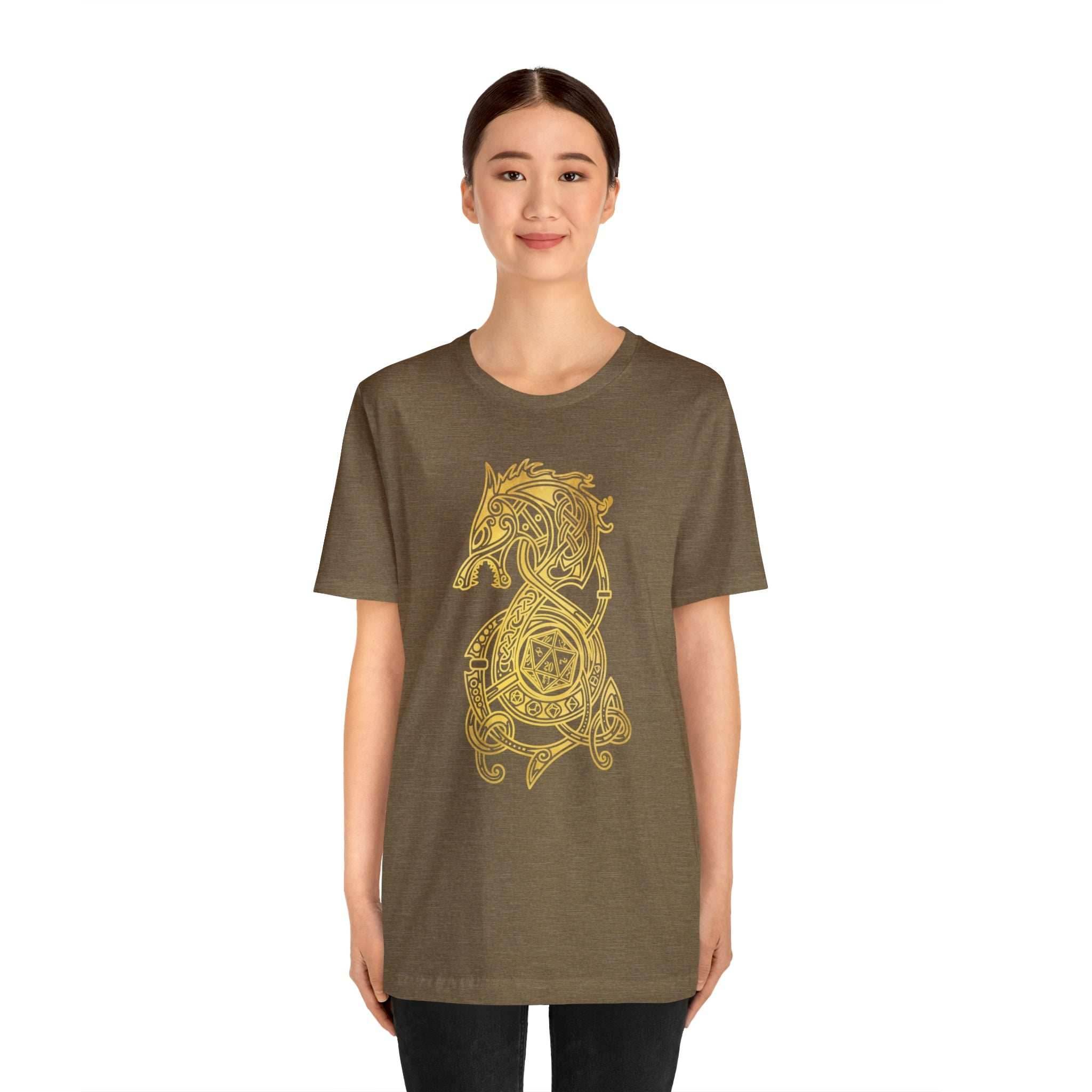Golden Celtic Dice Dragon Shirt - Army / S