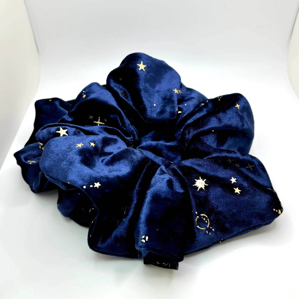 Celestial Star Navy Crushed Velvet Scrunchie - 