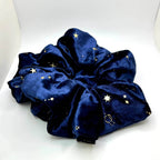 Celestial Star Navy Crushed Velvet Scrunchie - 