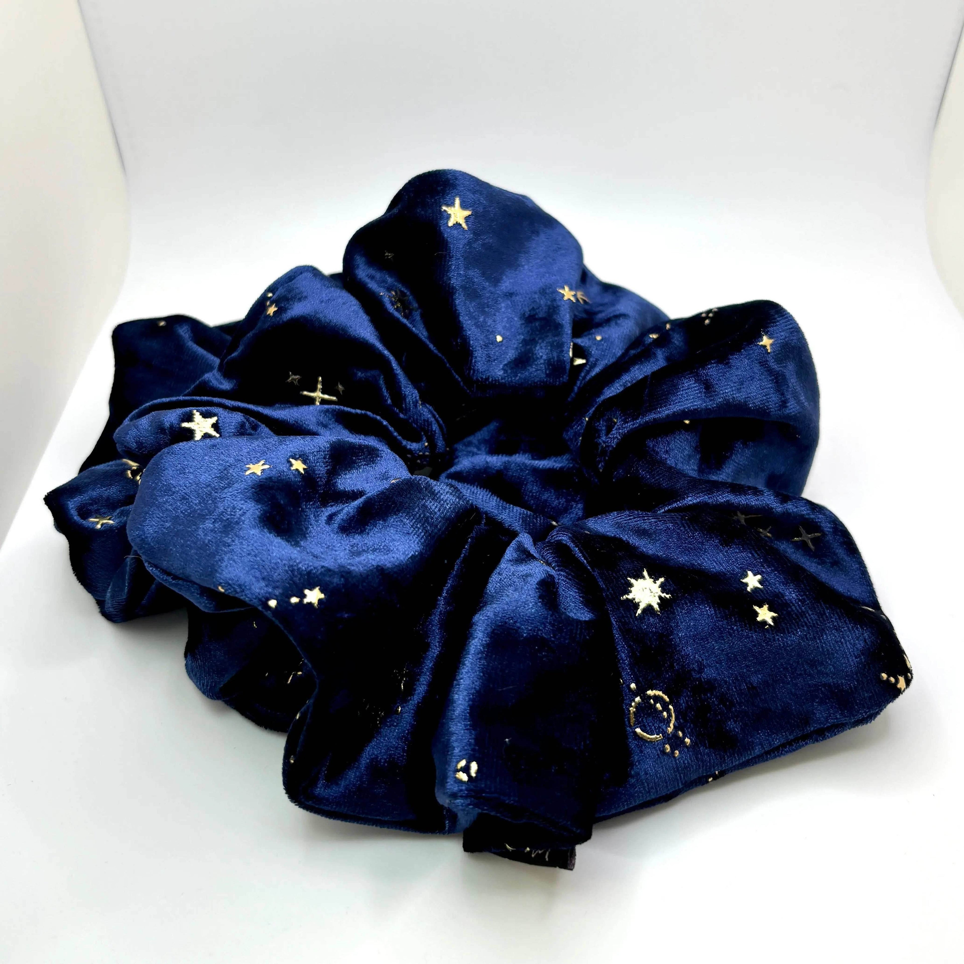 Celestial Star Navy Crushed Velvet Scrunchie - 