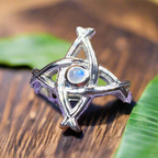 Moonstone Saint Brigid's Cross Ring