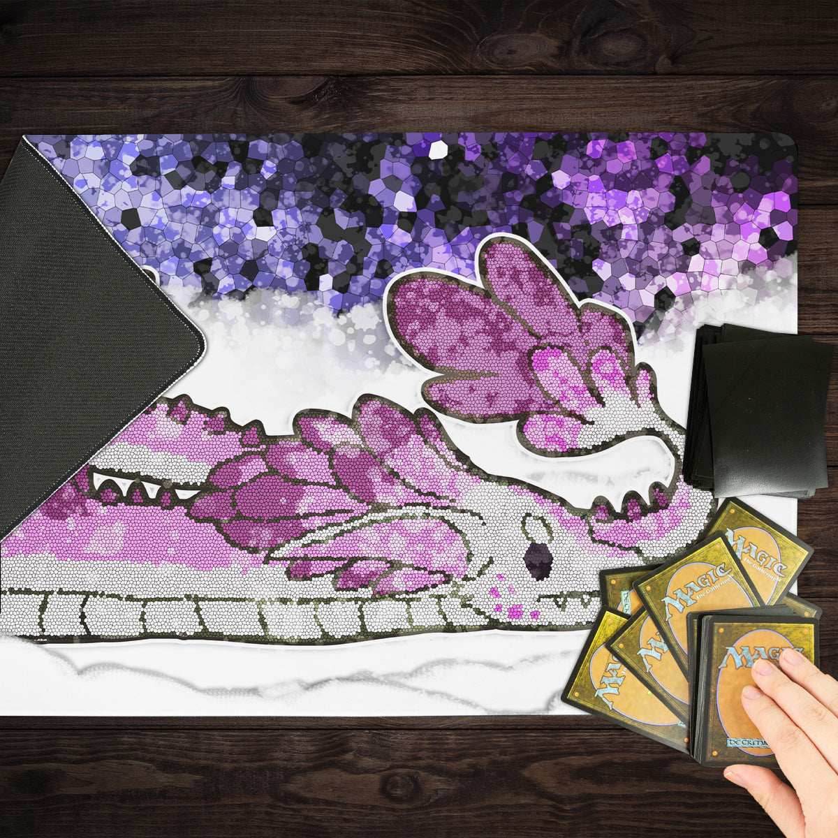 Cute Stained Glass Dragon Playmat - Standard Playmat / Plain