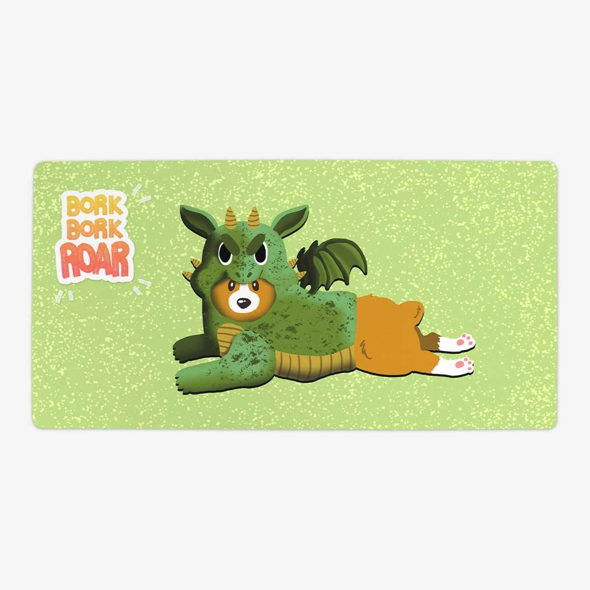 Dragon Corgi Playmat - Oversized Playmat / Green / Plain