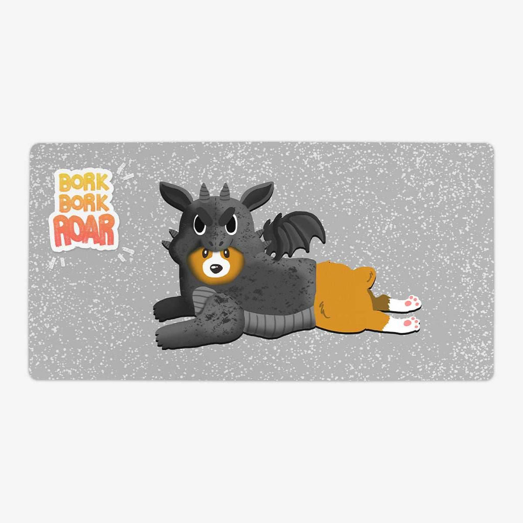 Dragon Corgi Playmat - Oversized Playmat / Grey / Plain