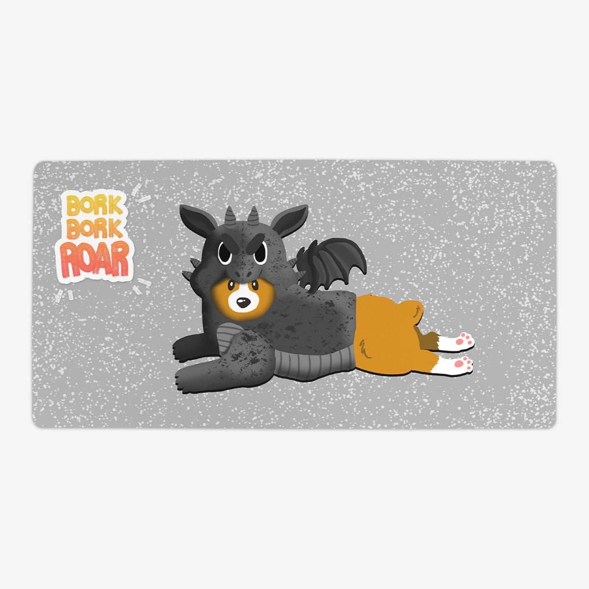 Dragon Corgi Playmat - Oversized Playmat / Grey / Plain