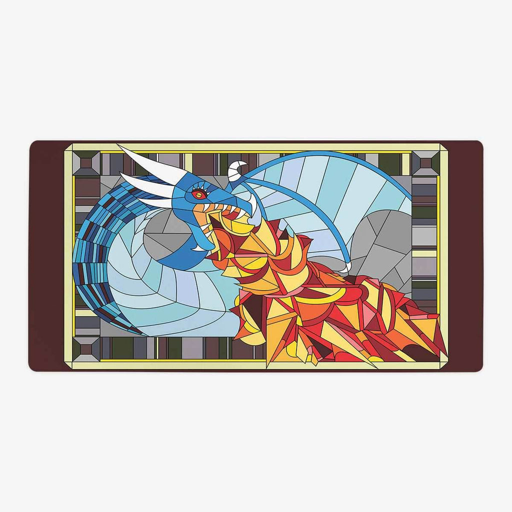 Fire Breathing Glass Dragon Playmat - Oversized Playmat / Blue / Plain