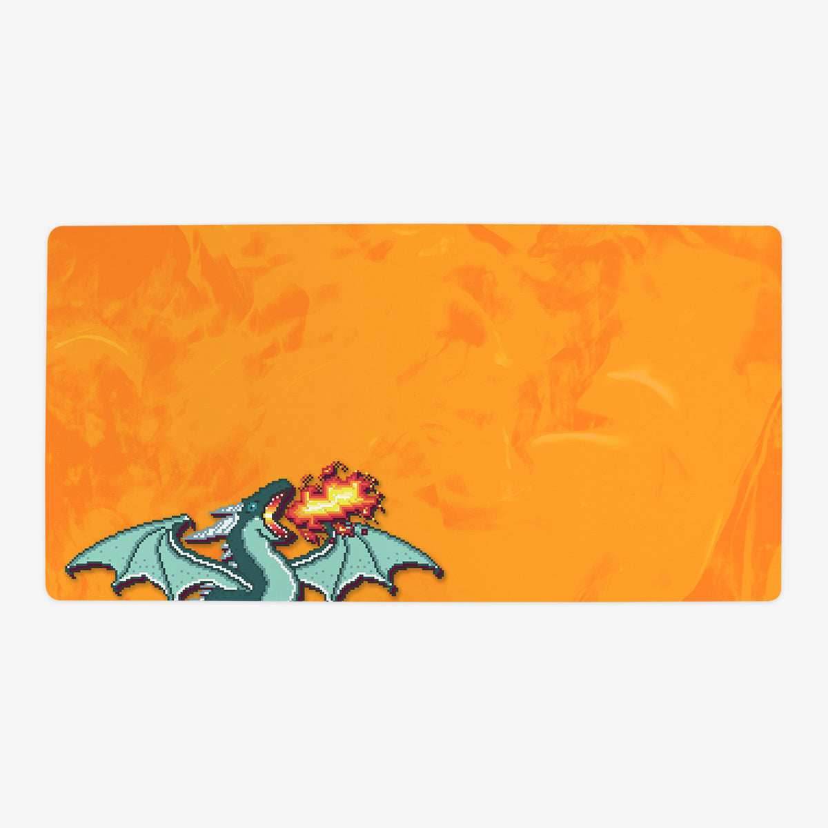 Pixel Dragon Playmat - Oversized Playmat / Orange / Plain