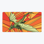Stained Glass Flying Dragon Playmat - Oversized Playmat / Orange / Plain