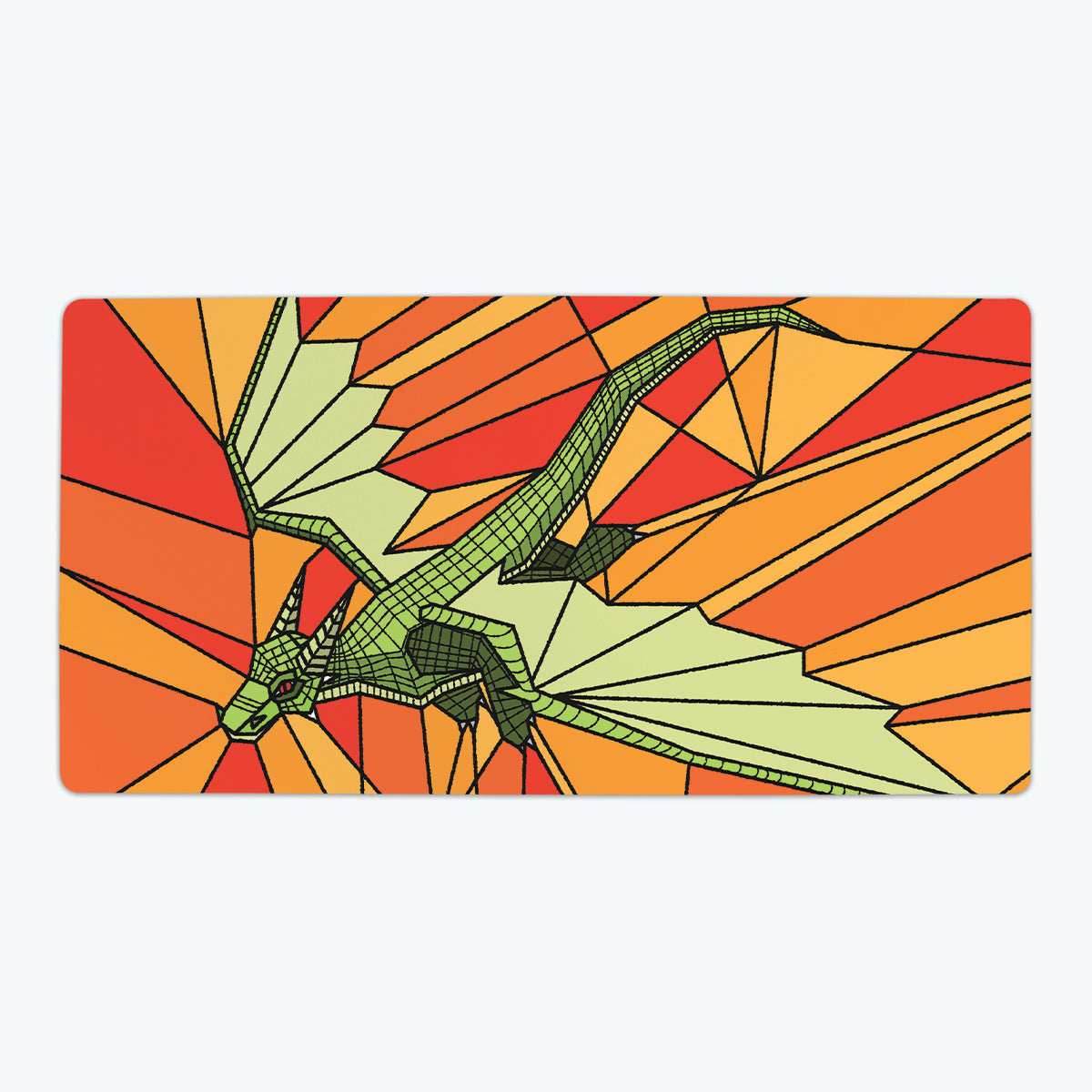 Stained Glass Flying Dragon Playmat - Oversized Playmat / Orange / Plain