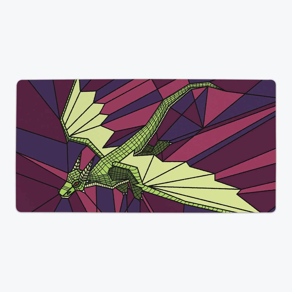 Stained Glass Flying Dragon Playmat - Oversized Playmat / Purple / Plain