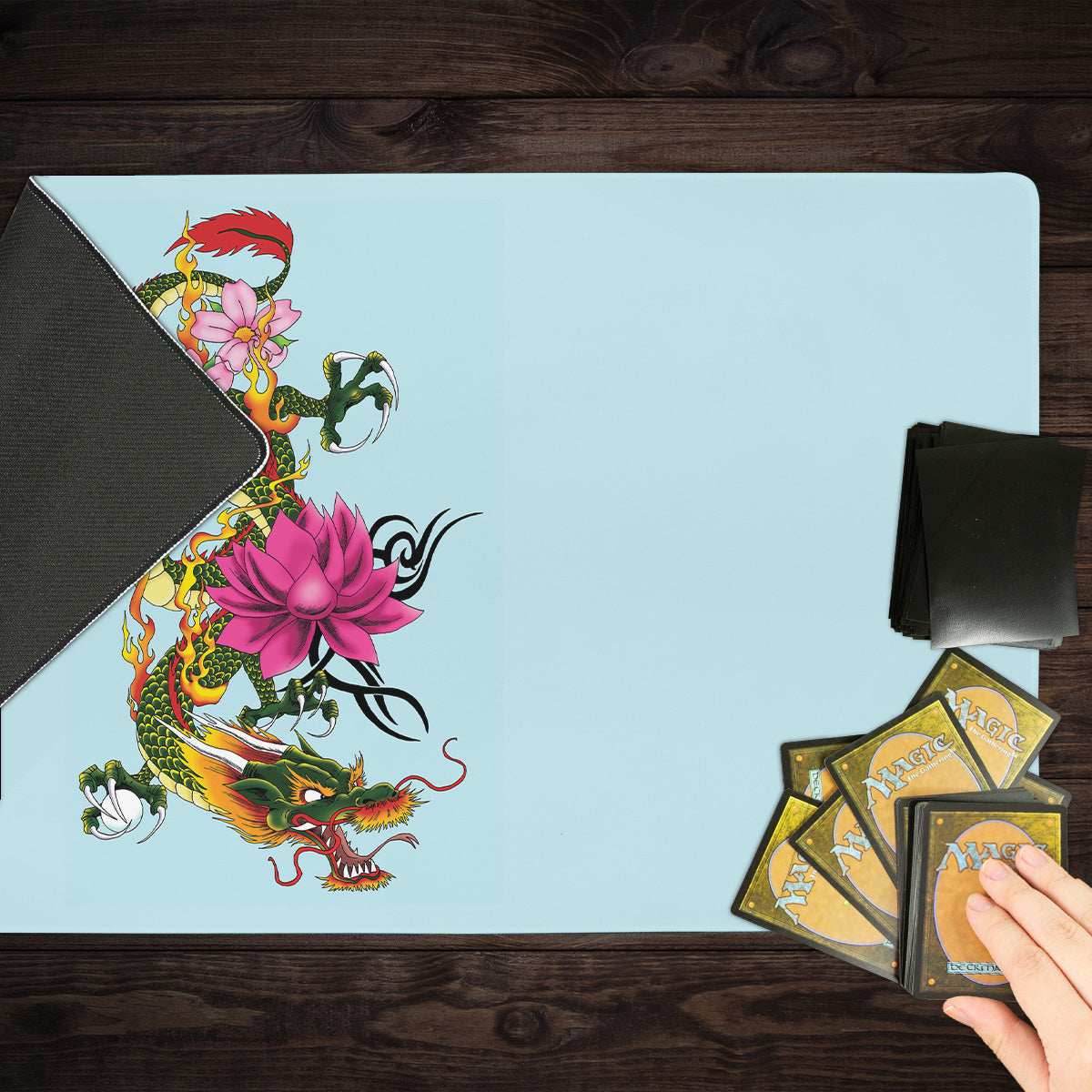 Cherry Blossom Chinese Dragon Playmat - Standard Playmat / Plain