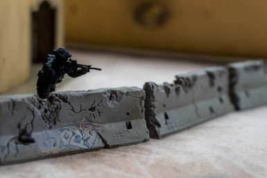 28mm Distressed Concrete Barriers, K-Rails (6 Per Kit) - 28MSCE009 - 