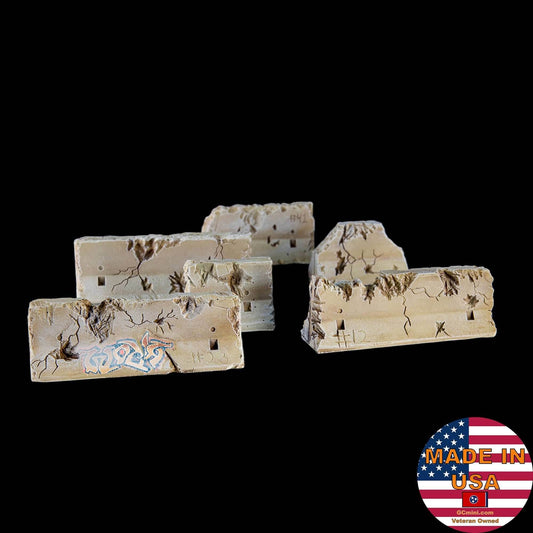 28mm Distressed Concrete Barriers, K-Rails (6 Per Kit) - 28MSCE009 - 