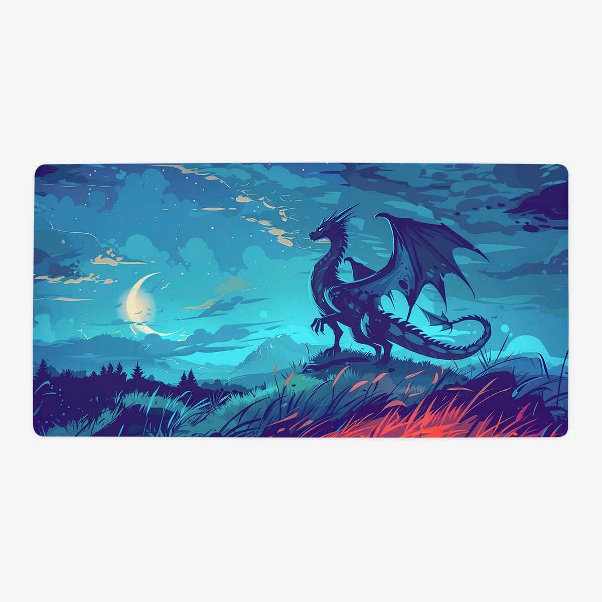 Midnight Blue Dragon Playmat - Oversized Playmat / Plain