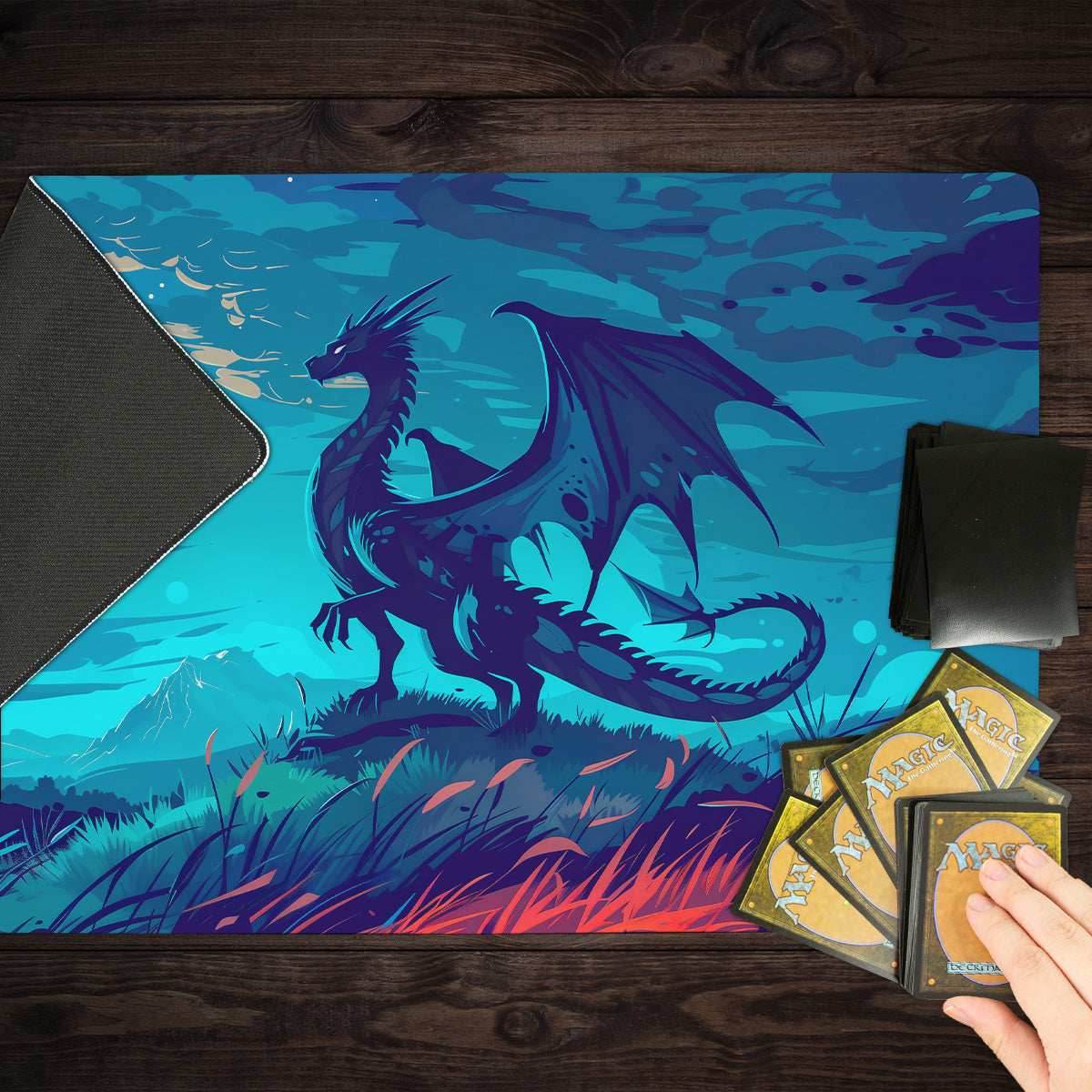 Midnight Blue Dragon Playmat - Standard Playmat / Plain
