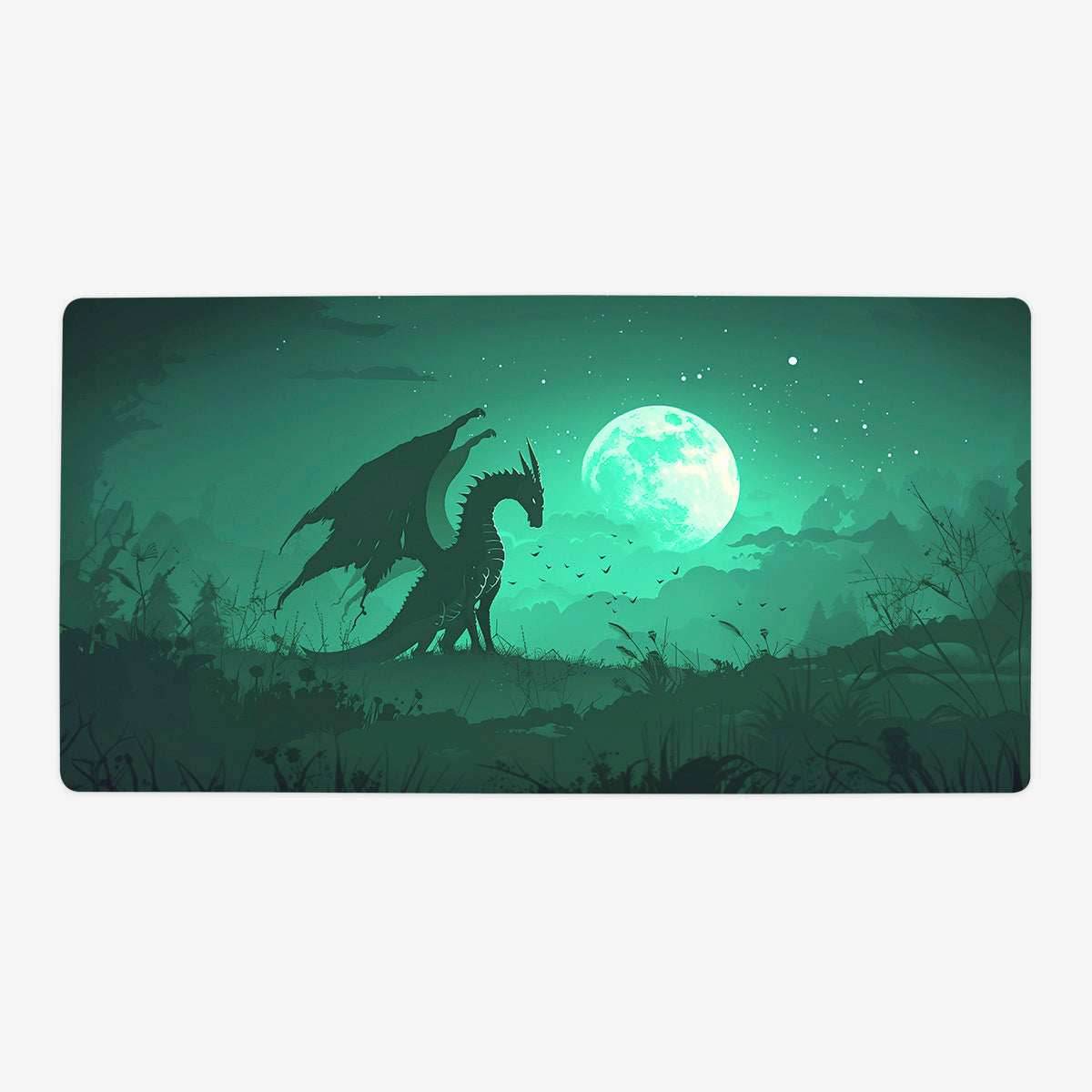 Midnight Green Dragon Playmat - Oversized Playmat / Plain