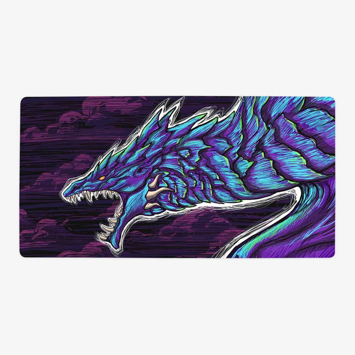 Blacklight Dragon Playmat - Oversized Playmat / Cyan / Plain