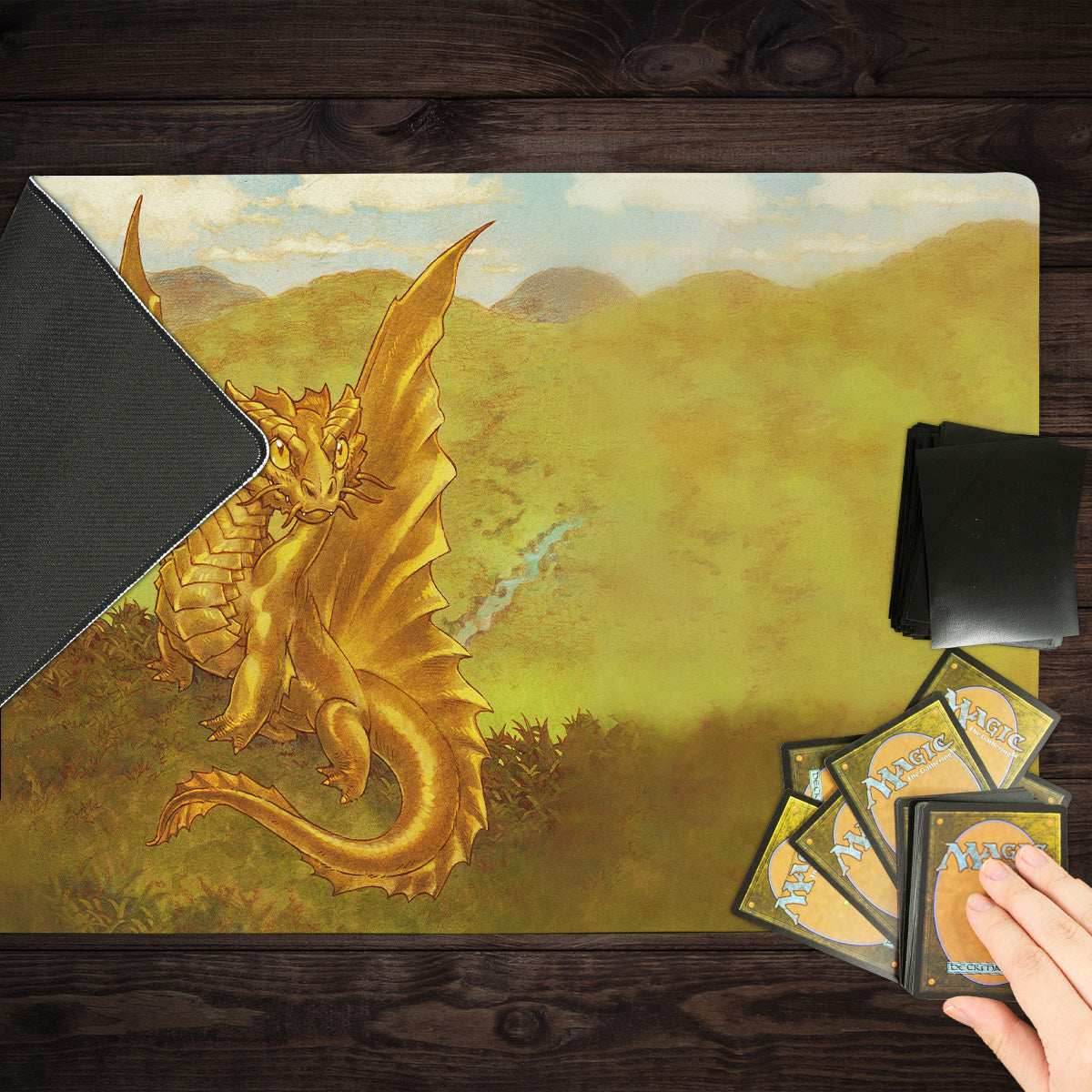 Gold Wyrmling Dragon Playmat - Standard Playmat / Plain