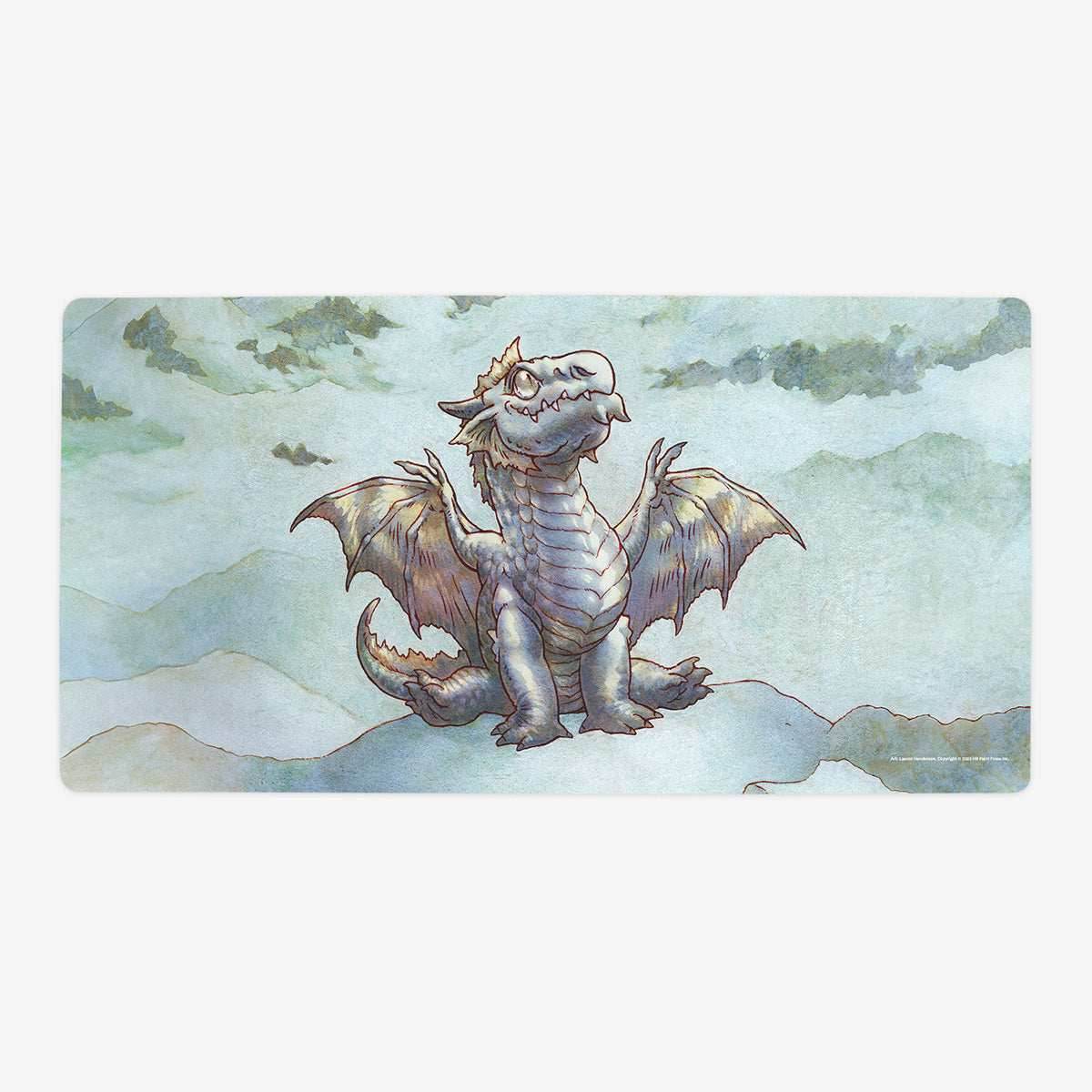 Silver Wyrmling Dragon Playmat - Oversized Playmat / Plain