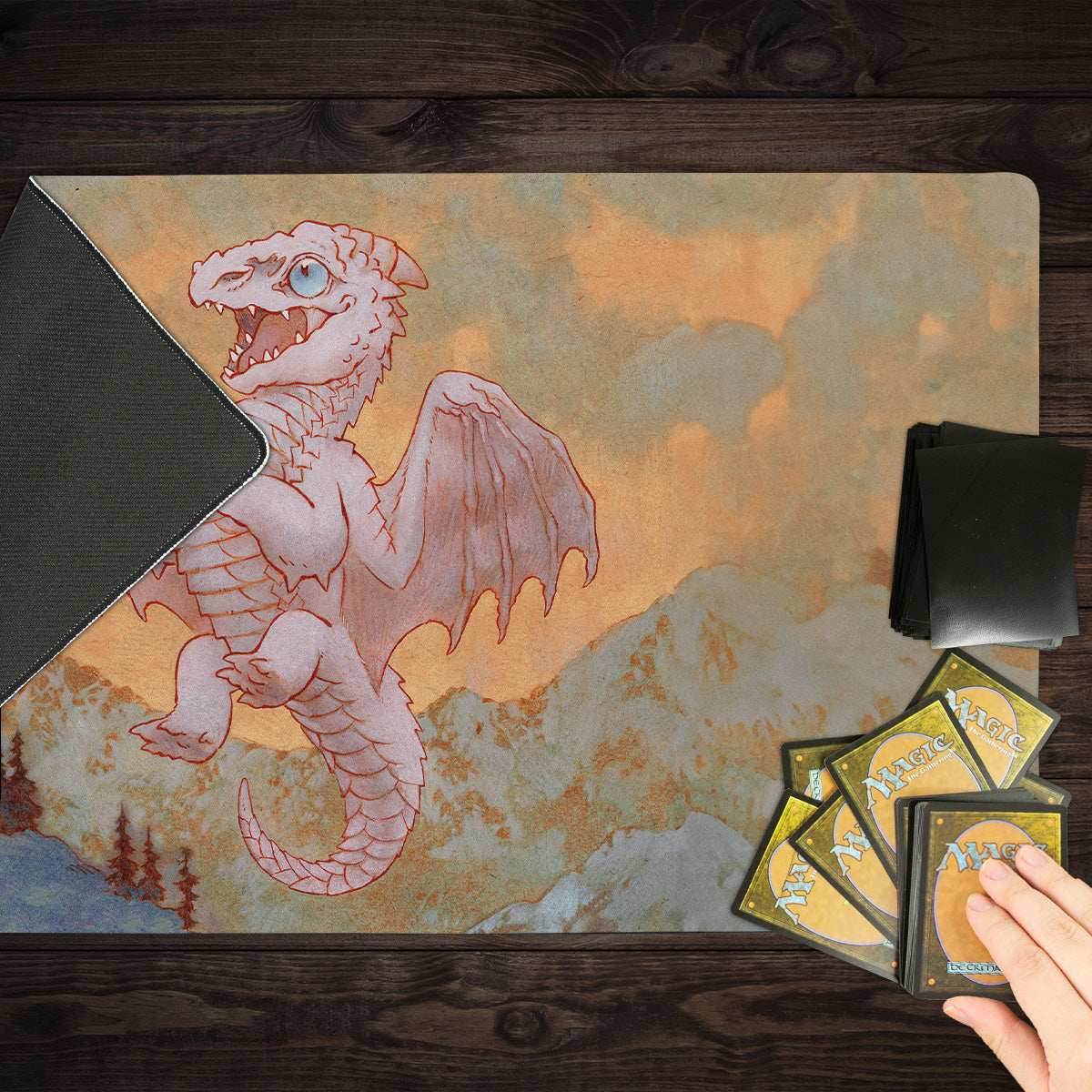 White Wyrmling Dragon Playmat - Standard Playmat / Plain