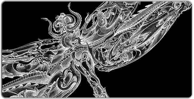 Dragonfly (Tilted) Playmat - Black / Oversized Playmat / Plain