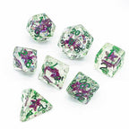 Green w/Purple Starfish Dice 7-Dice Set Resin Dungeons and Dragons Dice - 