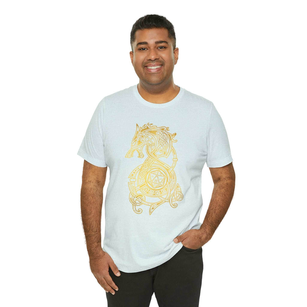 Golden Celtic Dice Dragon Shirt - Army / S