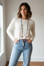 Golden Feather Long Necklace