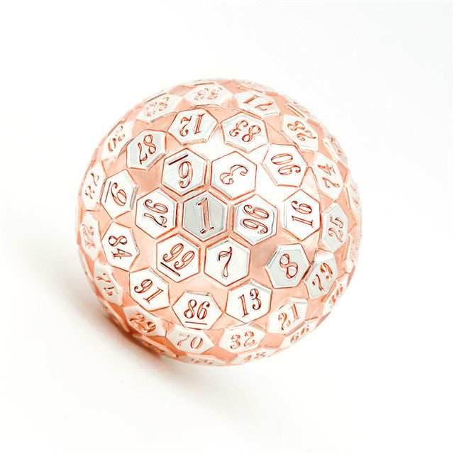 Pink & Silver Plated Ancient Metal d100 Dungeons and Dragons RPG - 