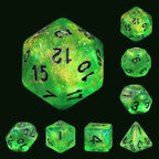 Forest Green Glitter with Black Numbering 7-Dice Set RPG - 