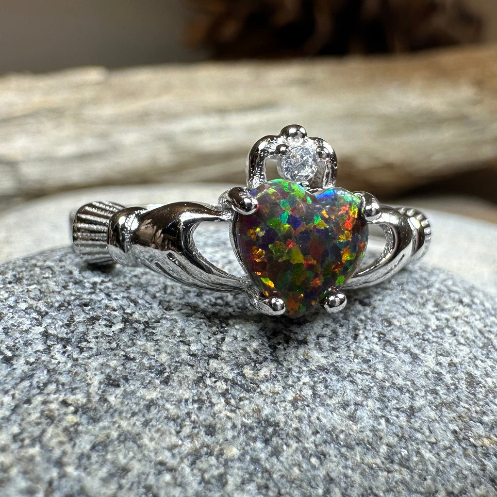Black Opal Claddagh Ring