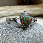 Black Opal Claddagh Ring