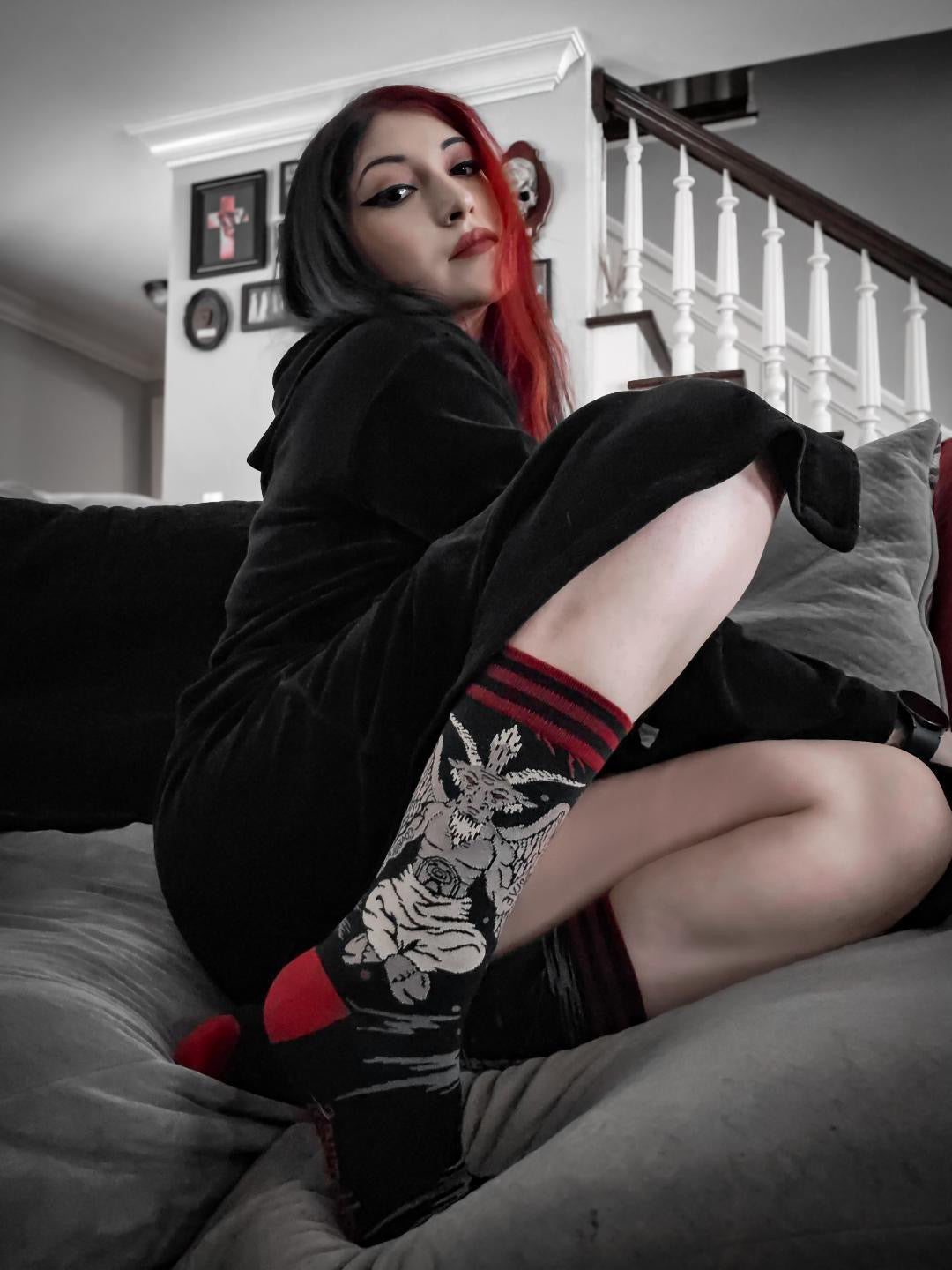 Evil AF Baphomet Crew Socks