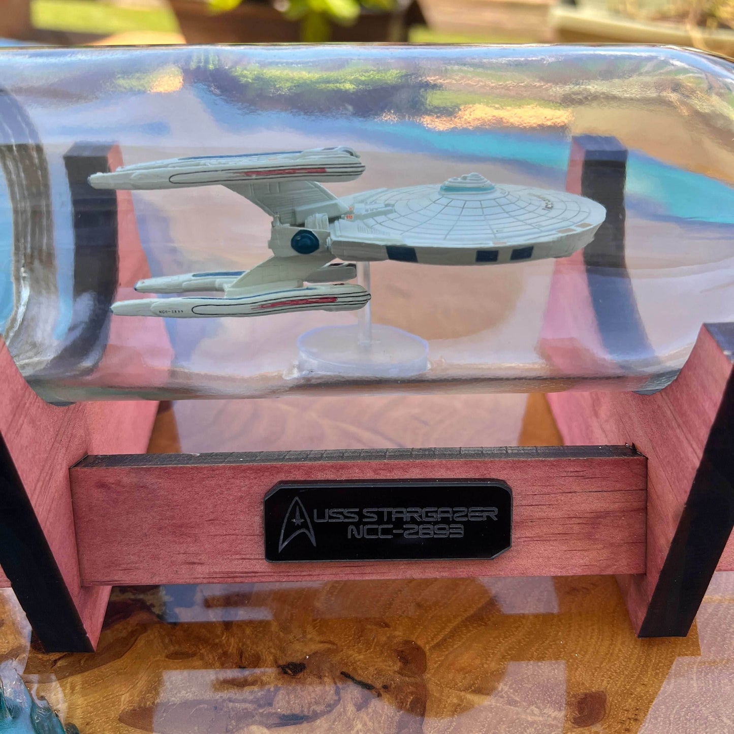 Star Trek USS Stargazer NCC-2893 in a Bottle - With Stand