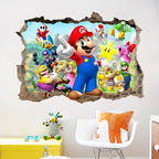 3D Wall Piercing Mario Full Staff Wall Stickers