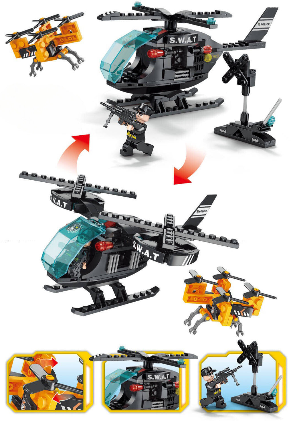 Police Swat Helicopter and Drone - Mil-Blox