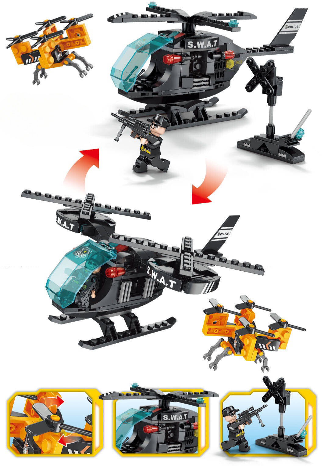 Police Swat Helicopter and Drone - Mil-Blox