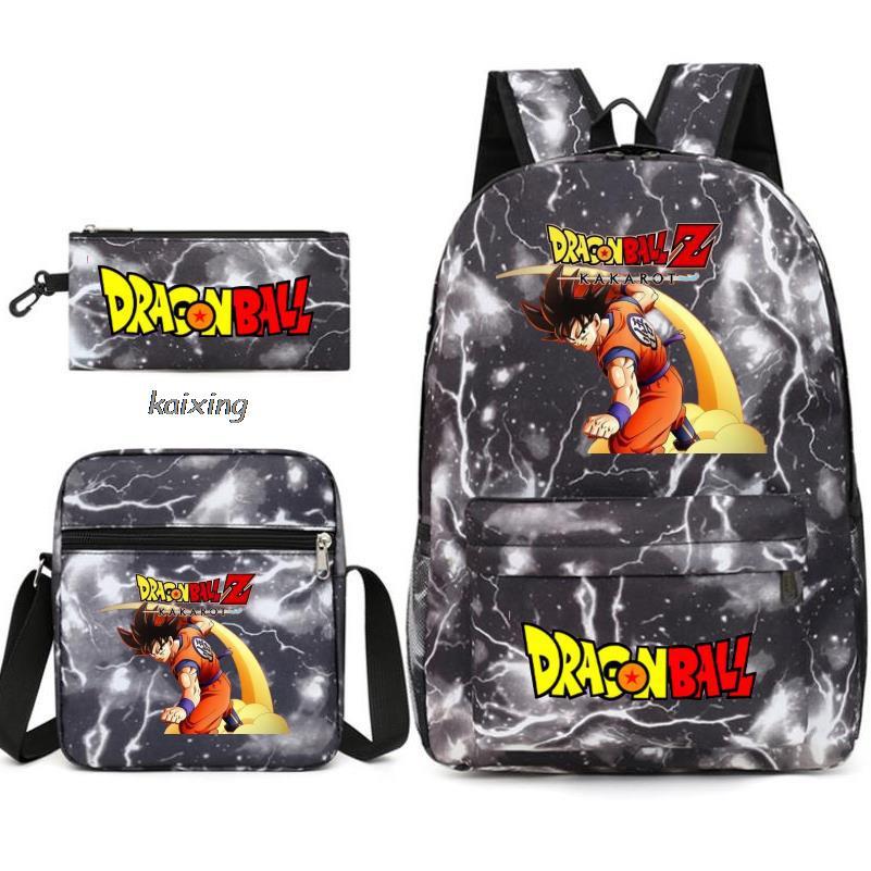 Dragon Ball Backpack Student Shoulder Bag Travel Bag 3-Piece Set